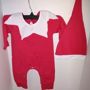 Baby Elf Christmas Outfit with benie